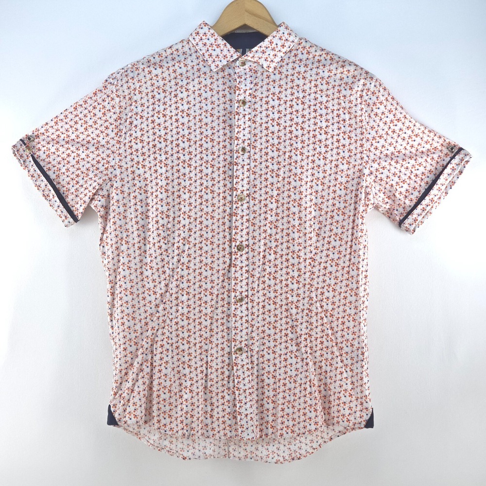 BILLY LONDON Button Up Shirt Mens XL Floral Slim Fit Hawaiian Summer Clubwear